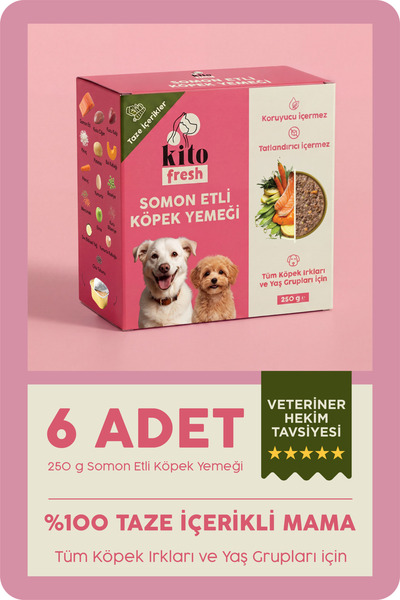 kito 6 Adet Fresh Somon Etli Köpek Yemeği %100 Taze İçerikli Mama (1,5 KG)