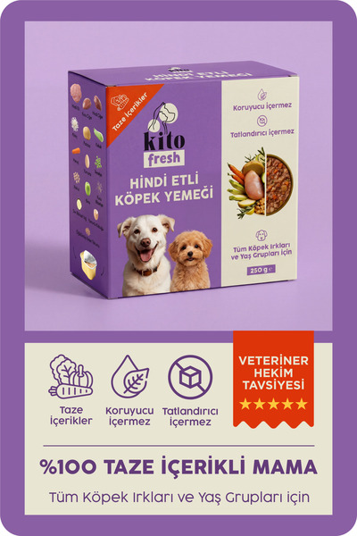 kito Fresh Hindi Etli Köpek Yemeği %100 Taze İçerikli Mama 250 gr