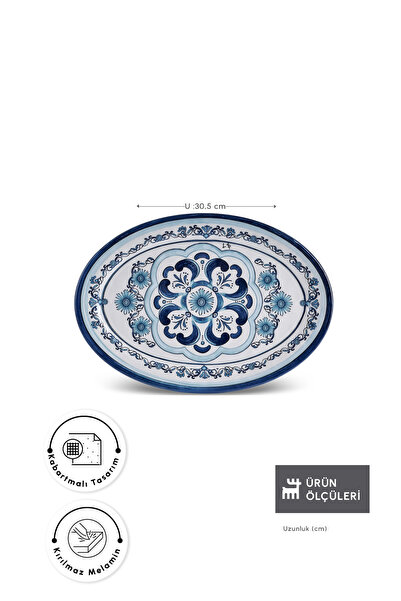 Karaca Blue Harmony Melamin Kayık Tabak 30,5 cm