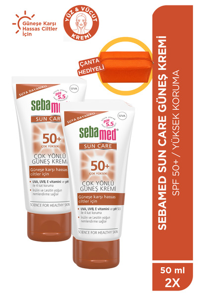 Sebamed Sun Care SPF 50+Üçlü Yüksek Koruma Güneş Kremi 50ml x 2 Adet – Makyaj...