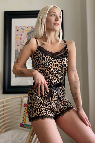 Pijamaevi Set pijama tricotat cu dantelă Pegasus maro, leopard, maro, cu pant...