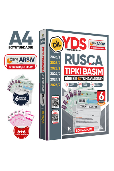 Karakutu Yayınları 2026 YDS Rusça ÖSYM Tıpkı Basım Çıkmış Soru Deneme Paketi ...