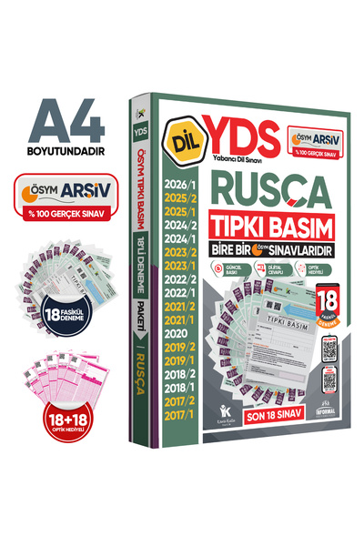 Karakutu Yayınları 2026 YDS Rusça ÖSYM Tıpkı Basım Çıkmış Soru Deneme Paketi ...