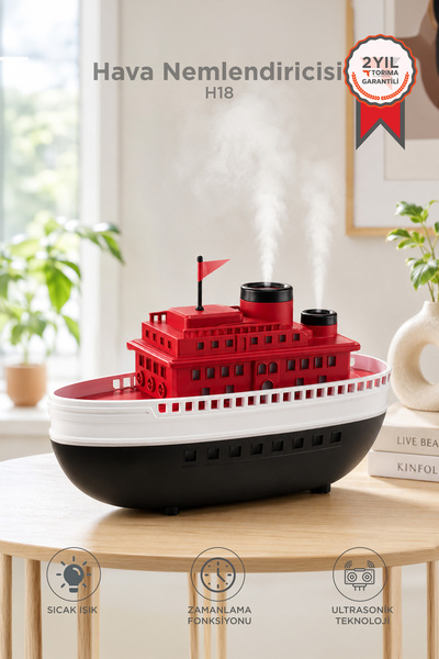 Torima Hava Nemlendiricisi Led Işıklı Aroma Difüzör Boat Tasarım Ultrasonik 3...