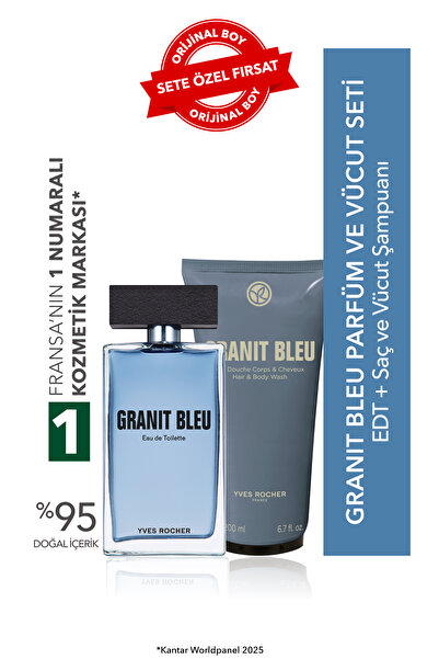 Yves Rocher Granit Bleu 100 ml Parfüm Seti