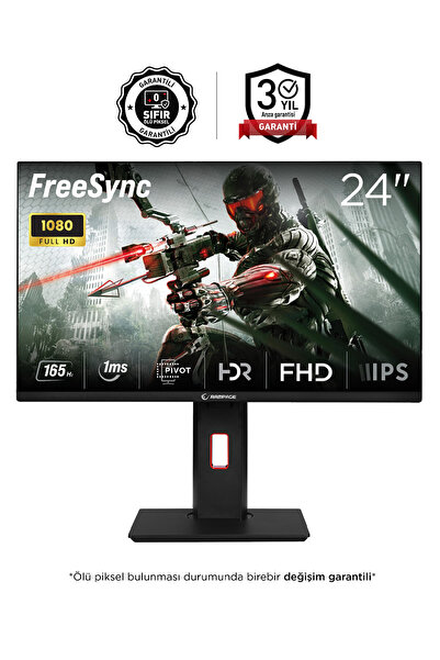 Rampage RAGE RG24R165 24" 165Hz 1ms BOE IPS FHD RGB Freesync HDR Pivot PC Fla...