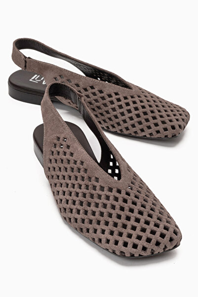 LuviShoes Γυναικεία σανδάλια DELIZIA Mink Suede από γνήσιο δέρμα με κλειστό μ...