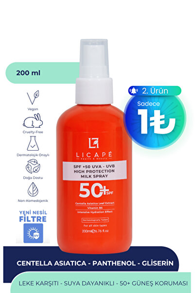 Spf 50 Faktör Uva - Uvb Güneş Koruyucu Sprey Süt 200ml