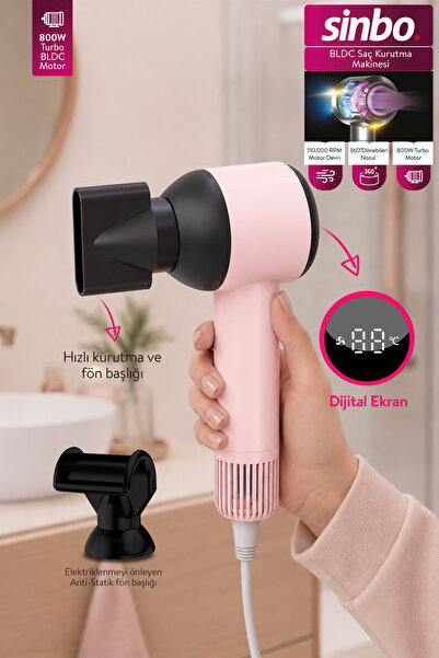 Sinbo Shd-1756 Bldc Hair Dryer 800W 110,000 Rpm with Digital Display and Anti...
