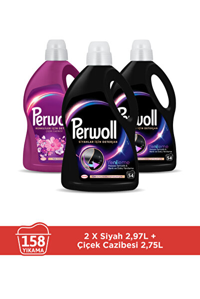 Perwoll Sıvı Çamaşır Deterjanı Hassas Bakım x2 Siyah 2.97L  + x1 Çiçek Cazibe...
