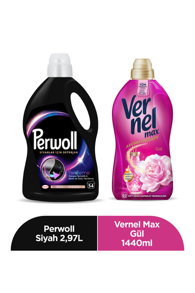 Perwoll Siyahlar İçin Deterjan 2.97L + Max Gül Yumuşatıcı 1440 ML – Çamaşır B...