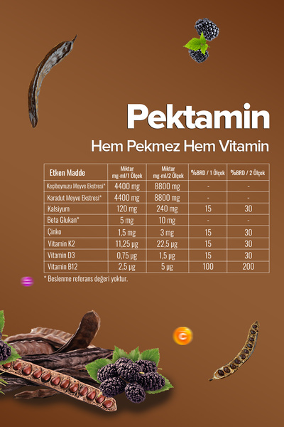 Zühre Ana Pektamin - Karadut, Keçiboynuzu Ve Andız Pekmezi Karışımı (Vitamin Takviyeli)