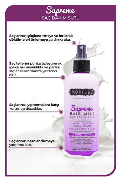 Morfose Supreme Saç Bakım Sütü 300 ml - Isıya Karşı Koruma, Nemlendirme ve Parlaklık