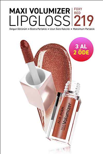 Alix Avien Maxivolumizer Lipgloss 219 - Foxy Red - Kalıcı ve Nemlendirici Ruj...