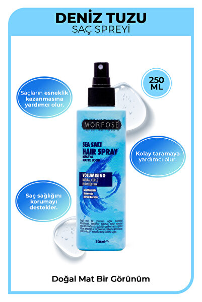 Morfose Deniz Tuzu Saç Spreyi 250 ml - Mat Görünüm, Doğal Dalgalar ve Isıya K...