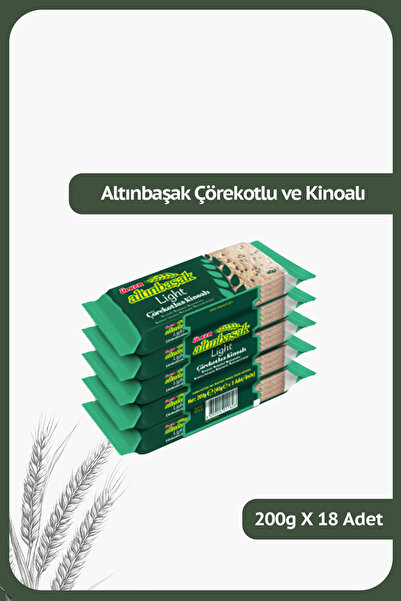 Ülker ALTINBAŞAK Light Çörekotlu & Kinoalı Kraker - 200 gram - 5'li Paket - 1...