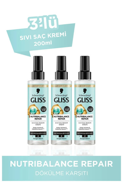 Gliss Full Hair Wonder Dökülme Karşıtı Sıvı Saç Kremi 200 mlx3 Adet