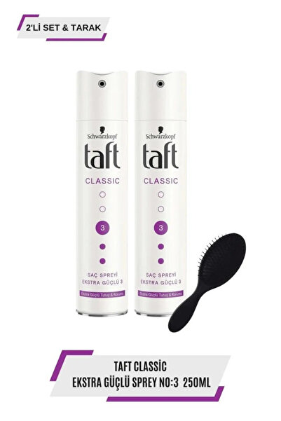 Taft Classic Ekstra Güçlü Sprey 250 ml X2 Adet + Tarak Hediyeli