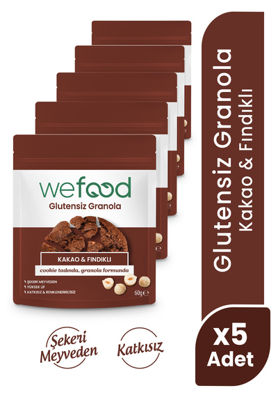 Wefood Glutensiz Granola Kakao & Fındıklı 60 gr 5'li