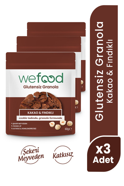 Wefood Glutensiz Granola Kakao & Fındıklı 60 gr 3'lü