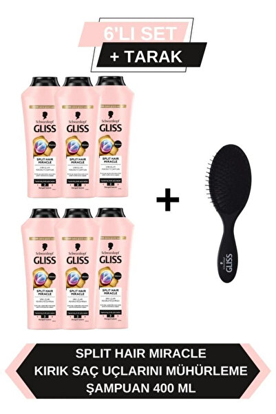 Gliss Split Hair Miracle Şampuan 400 Ml x6 Adet + Tarak Hediyeli