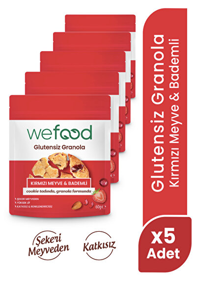 Wefood Glutensiz Granola Kırmızı Meyve & Bademli 60 gr 5'li