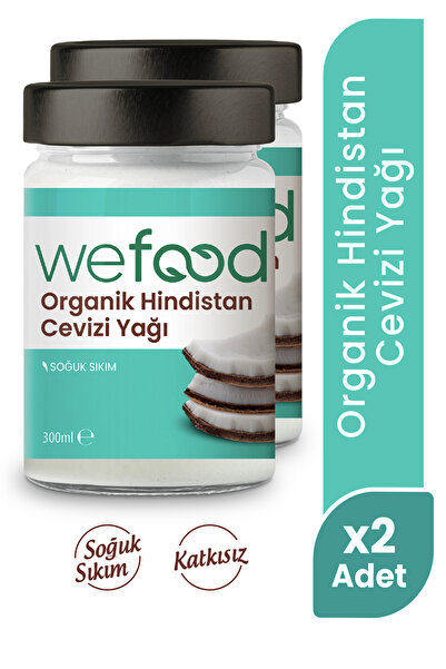 Wefood Organik Hindistan Cevizi Yağı 300 ml 2'li (Soğuk Sıkım)