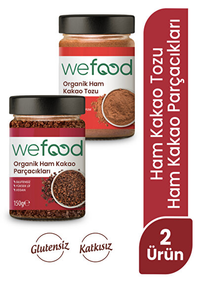 Wefood Organik Ham Kakao Tozu 140 gr + Organik Ham Kakao Parçacıkları 150 gr