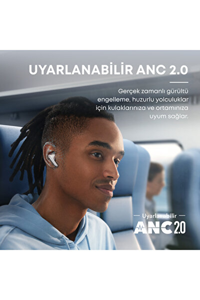 Anker Soundcore Liberty 4 NC 5.3 Bluetooth Kulaklık, 50 Saat Kullanım Süresi, Beyaz - A3947