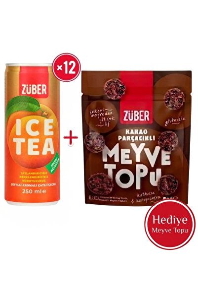 Züber Ice Tea Şeftali Soğuk Çay 250ml x 12 Adet + Meyve Topu Hediye