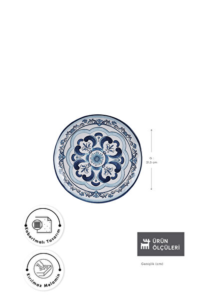 Karaca Blue Harmony Melamin Pasta Tabağı 21,5 cm