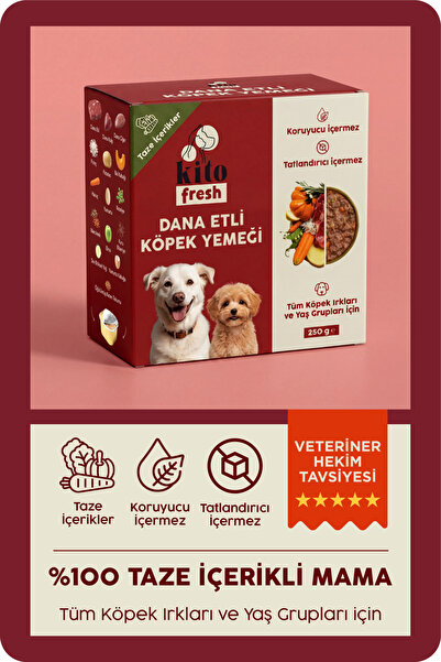 kito Fresh Dana Etli Köpek Yemeği %100 Taze İçerikli Mama 250 gr