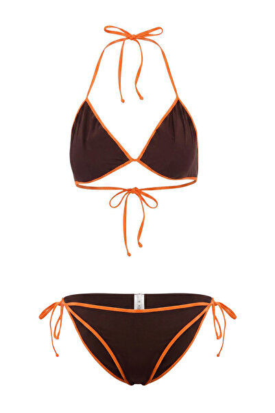 Trendyol Collection Set bikini cu talie normală și picior înalt, cu blocuri d...