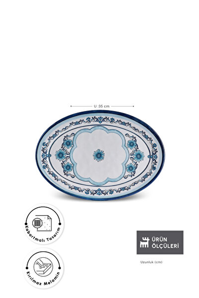 Karaca Blue Harmony Melamin Kayık Tabak 35 cm
