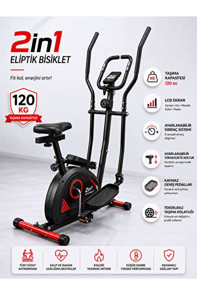 Voit V-FIT BY 2'si 1 Arada Nabız Ölçer Kondisyon Bisikleti - Eliptik Bisiklet...