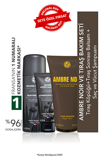 Yves Rocher Ambre Noir Saç Vücut Şampuanı ve Tıraş Rutin Seti-9916815