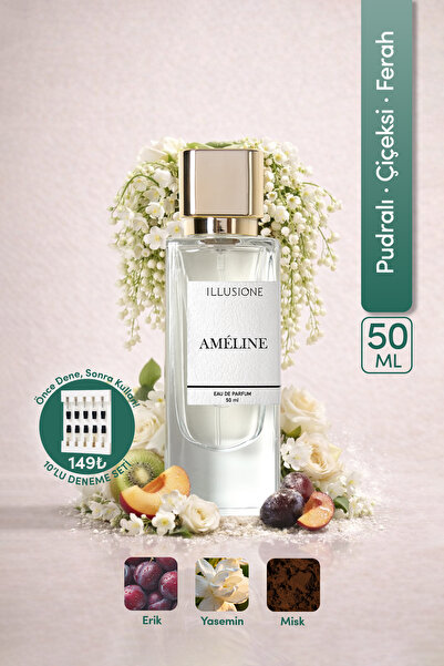 ILLUSIONE FRAGRANCE Améline EDP Kadın Parfüm 50ml | Pudramsı - Çiçeksi - Fera...