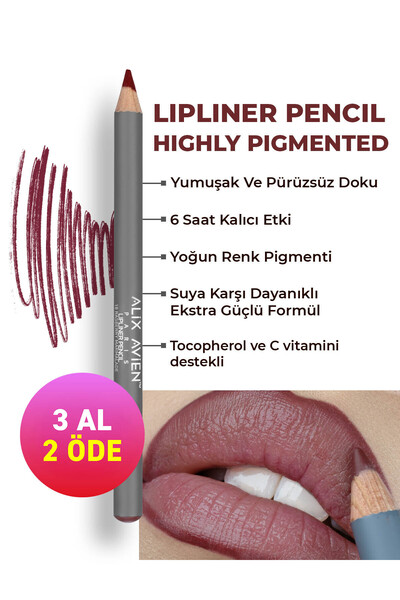 Alix Avien Uzun Süre Kalıcı Dağılma Yapmayan Nemlendirici Dudak Kalemi - Lipl...