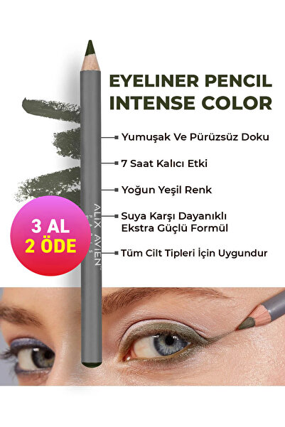 Alix Avien Suya Dayanıklı Yoğun Pigmentli Kremsi Kolay Sürüm Yeşil Göz Kalemi...