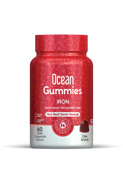 Ocean Gummies Iron Demir İçeren Takviye Edici Gıda 60 Çiğnenebilir Jel Form