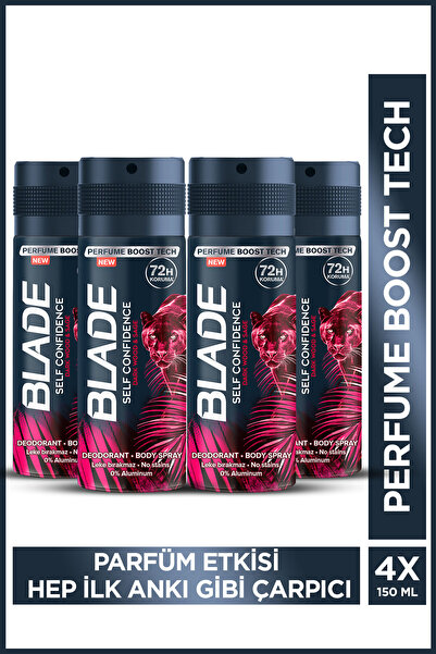 Blade Self Confidence Erkek Alüminyumsuz Deodorant Body Spray 4x150 Ml Leke B...