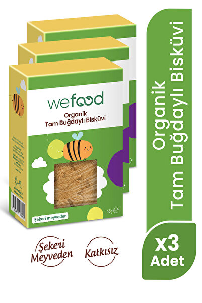 Wefood Kids Organik Tam Buğdaylı Bisküvi 55 Gr 3'lü