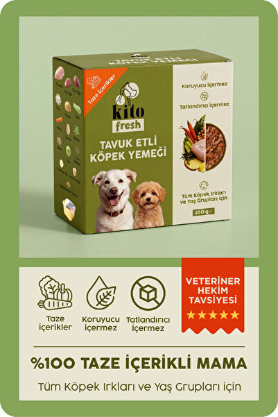 kito Fresh Tavuk Etli Köpek Yemeği %100 Taze İçerikli Mama 250 gr