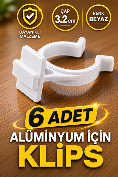 Badem10 Alüminyum Baza Klipsi Mutfak Dolap Tezgah Alt Kısım Kapatma Kılips Mo...
