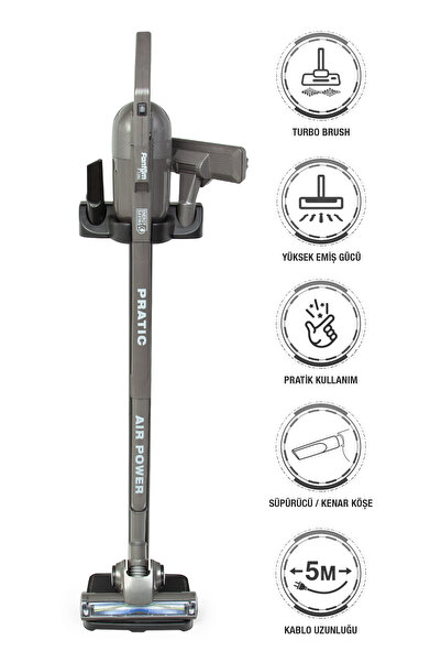 Fantom Pratic Aır Power P 1250 Antrasit Torbasız Dönebilen Turbo Başlıklı Dik...