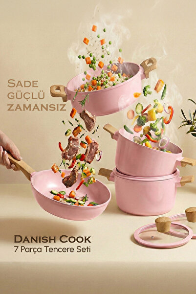 Perotti Danish Cook Pink İndüksiyon Tabanlı 7 Parça Tencere Seti