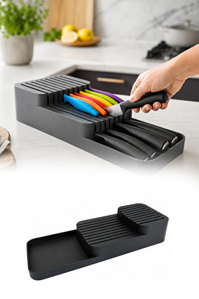 omilife 2 Sıra Bıçaklık Çekmece İçi Güvenli Bıçak Düzenleyici, Kaydırmaz Şık ...
