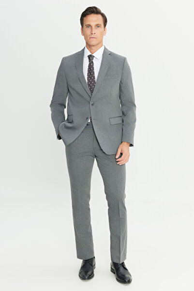 ALTINYILDIZ CLASSICS Erkek Gri Slim Fit Dar Kesim Mono Yaka Takım Elbise