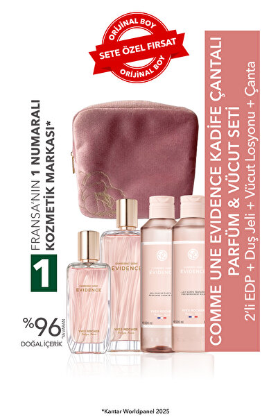 Yves Rocher Comme Une Evidence Kadife Çantalı Parfüm - Vücut Seti-9916720