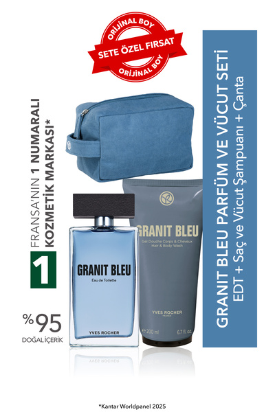 Yves Rocher Granit Bleu Seyahat Çantalı Erkek Bakım Seti